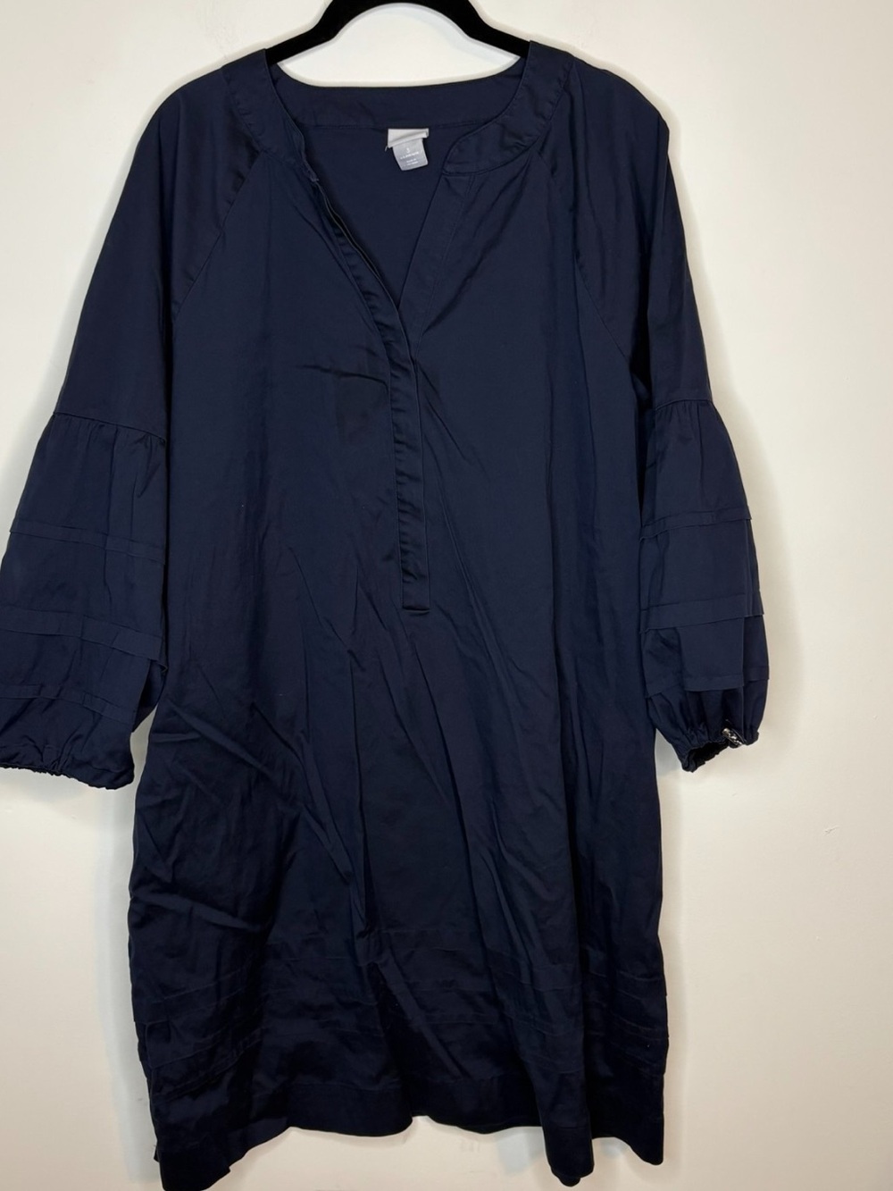 Chico's Navy Balloon-Sleeve Midi Tunic Dress